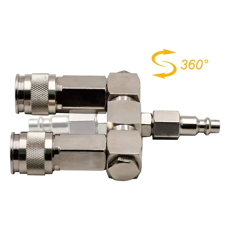 3-in-1 Quick-Connect Y-Type Swivel-360Degrees Connectors Air Compressor Accessories-Fittings 2 Way Air Hose-Splitter