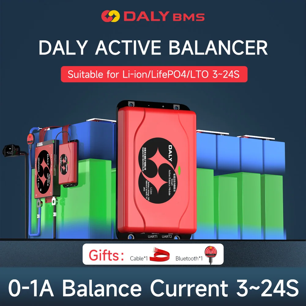 

Daly Smart Active Balancer 1A LiFePo4 16S Equalizer Li-Ion Battery Balancer 3S 4S 8S 10S 12S 16S 24S Bluetooth 24V 36v 72V