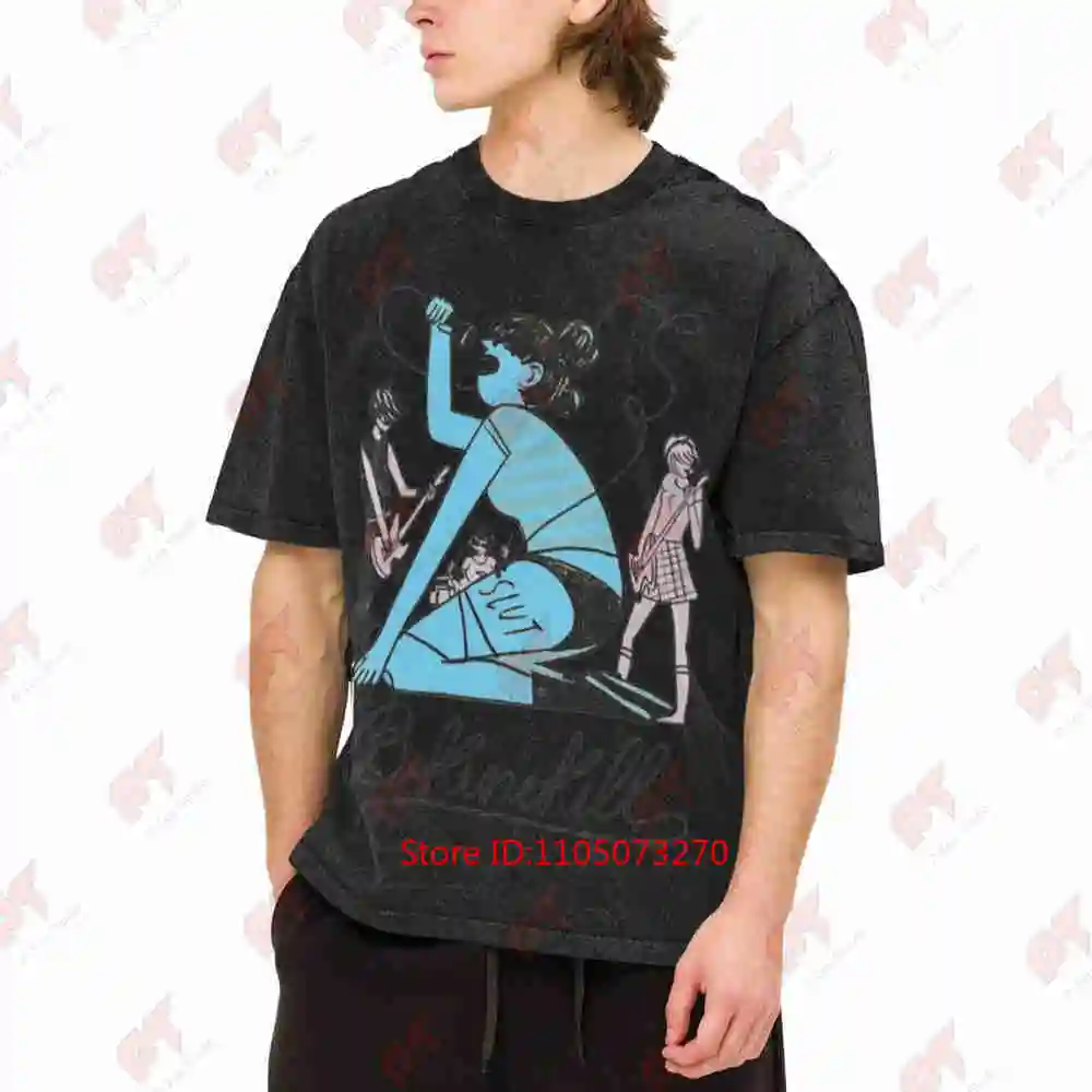 Camiseta de algodón puro con estampado de la banda Bikini Kill, diseño «Heartbreak» y efecto desgastado.