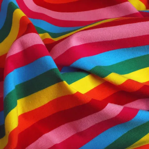 1cm colorful stripe 100% cotton knitting elastic fabric DIY sewing T-shirt leggings Clothing fabric width 50* 165cm  telas