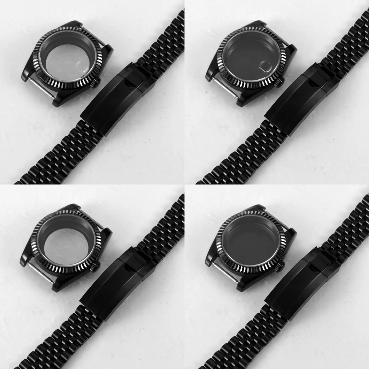 NH35 Watch Case Grooved 39mm Stainless Steel Shell, Sapphire Glass Match 28.5mm Dial Black/Gold/Rose Gold Parts NH35 Case