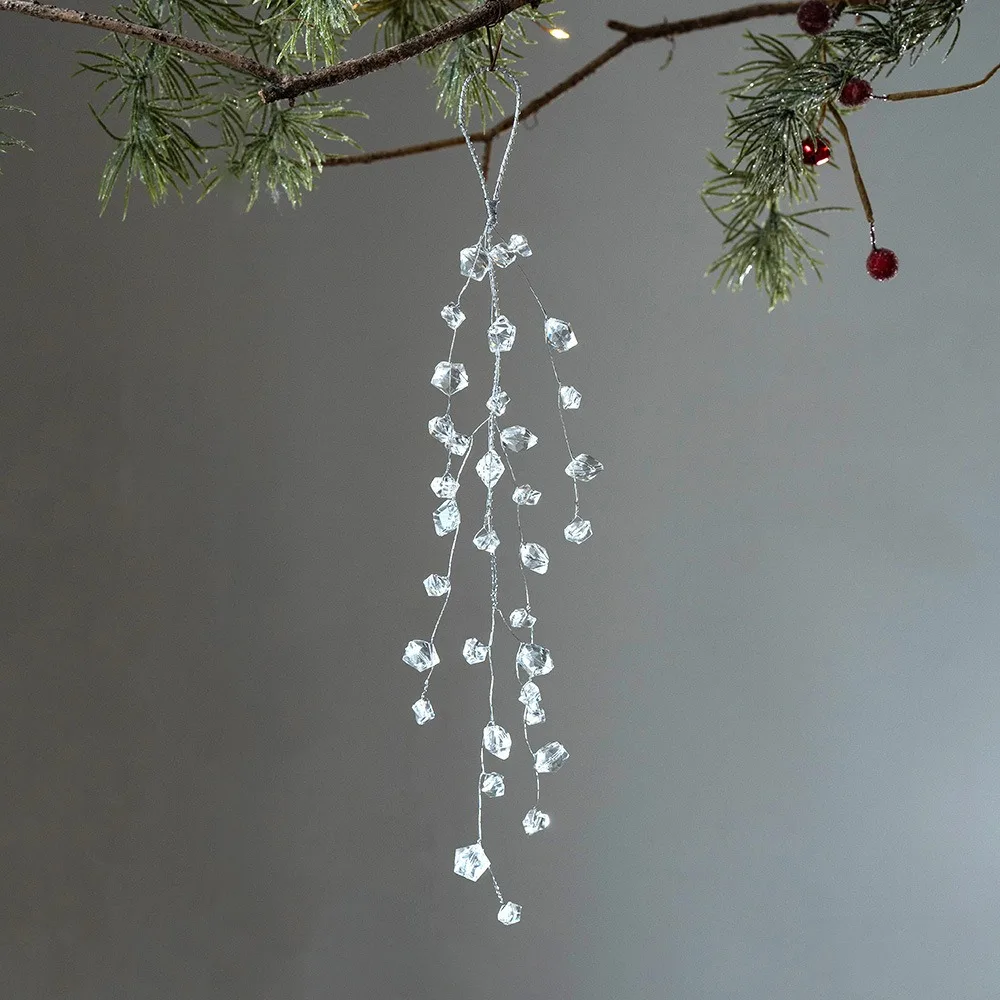 

Ins Style Acrylic Xmas Water Drop Pendant Artificial Transparent Ice Bar Pendant Glitter Christmas Tree Decoration Wedding Party