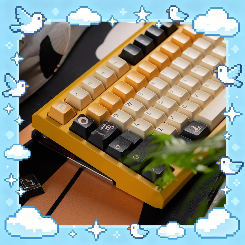 PBTfans Pelican R2 PC Keycaps Customized Dichroism Keyboard Keycaps ABS Cherry Factory Height Simple Style PC Accessories Gifts
