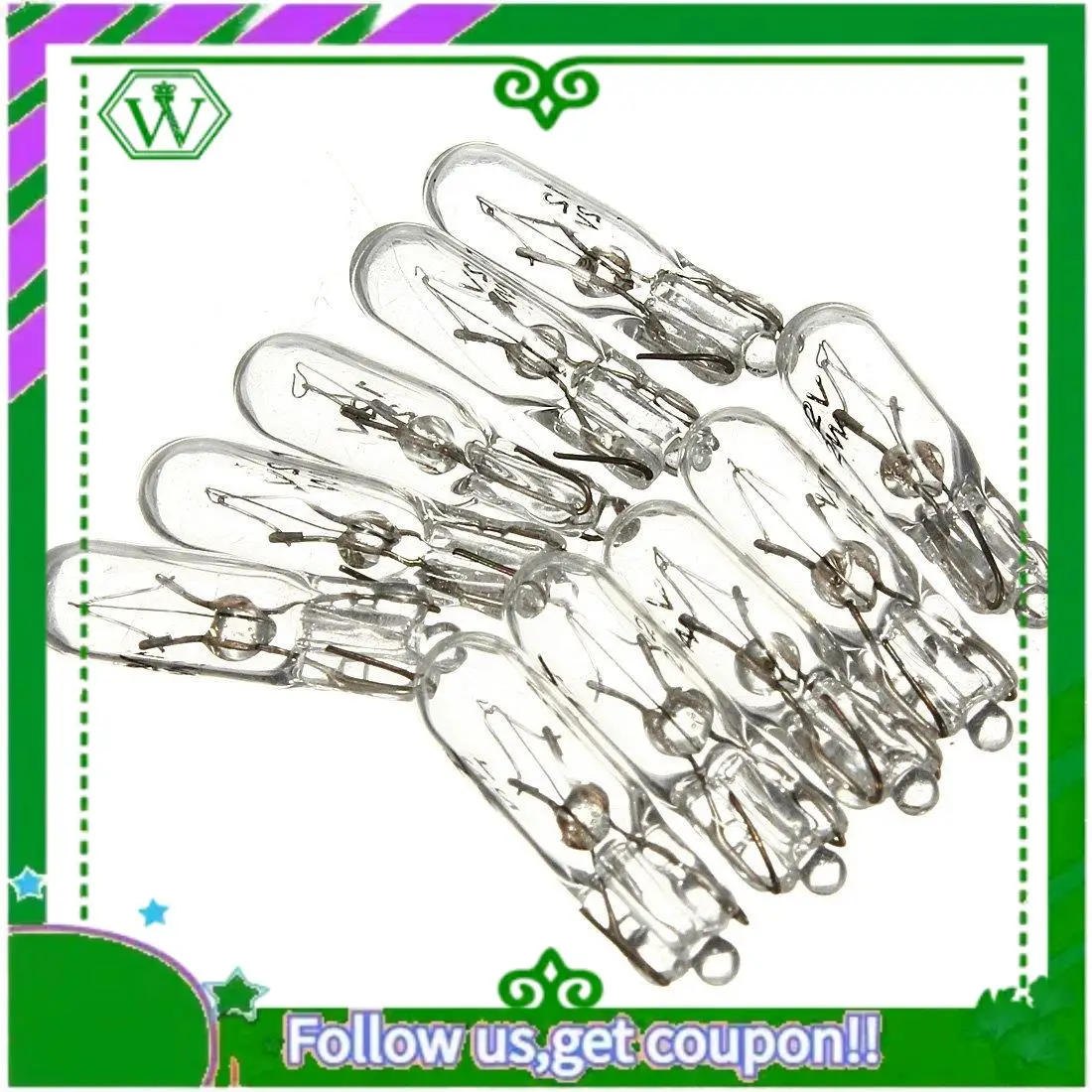 

AC34-10X T5 286 12V 2W Bulb Lamps Halogen Bulb Car Instrument, Yellow