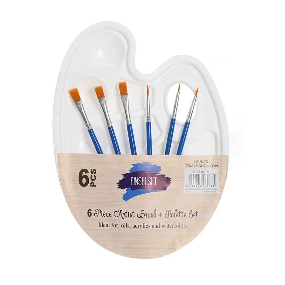 

Gouache Brush Artist Coloring Drawing Watercolor Tray Oil Painting Palette Art Oval Palette Brush Set Art Painting Supplies