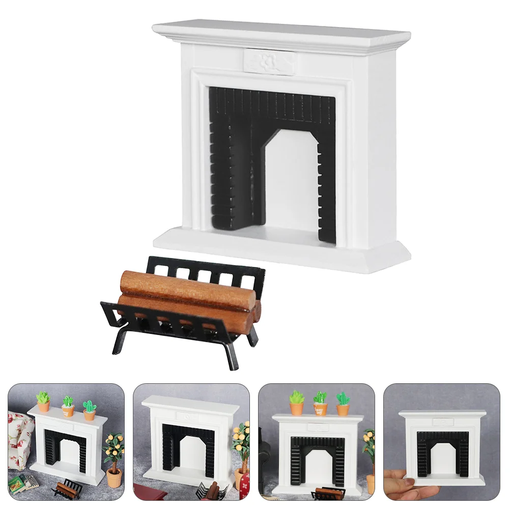 Giocattoli Modello di mobili Legna da ardere realistica in legno Mini 1:12 Ornamento domestico Camino in miniatura Bambino