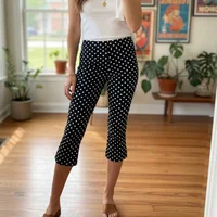 Women Summer Capri Pants Casual Low Waist Solid Color/Dot Print Slim Fit Cropped Trousers Fashion Streetwear - Image 4