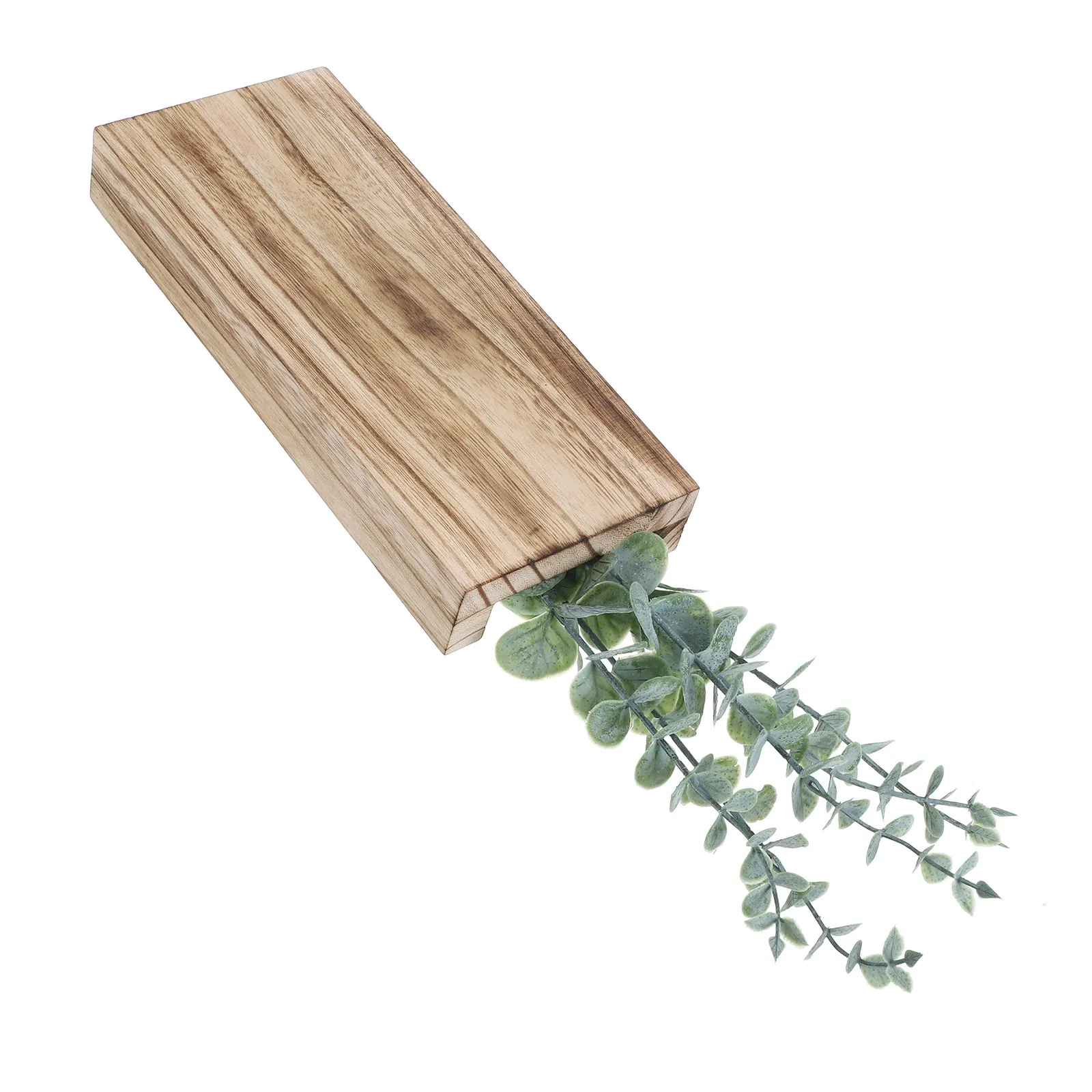 Wood Wall Planter Vase Artificial Eucalyptus Farmhouse Wall Hanging Decor Indoor Pocket Planter Greenery Plants for Living Room