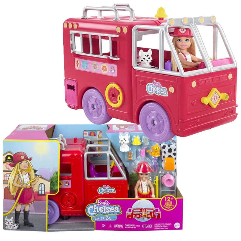 original-barbie-chelsea-dolls-can-be-series-fire-station-truck-blonde-firefighter-pets-acessories-girls-toys-scene-car-playset