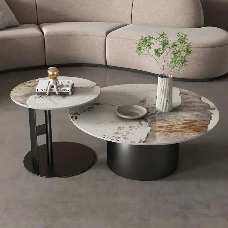 Aesthetic Coffee Tables Minimalist Metal Gold Leg Round Hotel Coffee Table Sets Metal Moveis Para Casa Livingroom Furniture