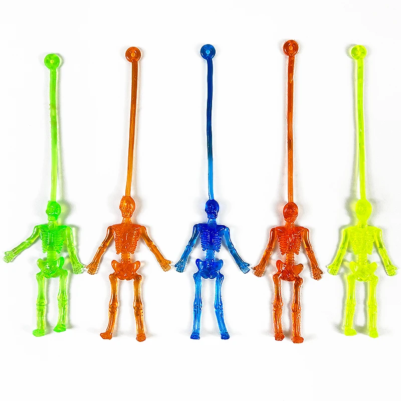 10pcs Colorful Skeleton Stretchable Sticky Hands Palm Climb Toys For Kids Birthday Party Guest Favors Halloween Party Goodie Bag