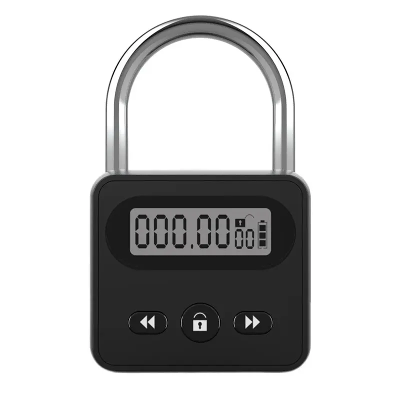 A93E-Anti-Addiction Electronic Backpack Lock Timer Padlock LCD Display Backlight 999 Hours Max Timing Super Long Standby Black
