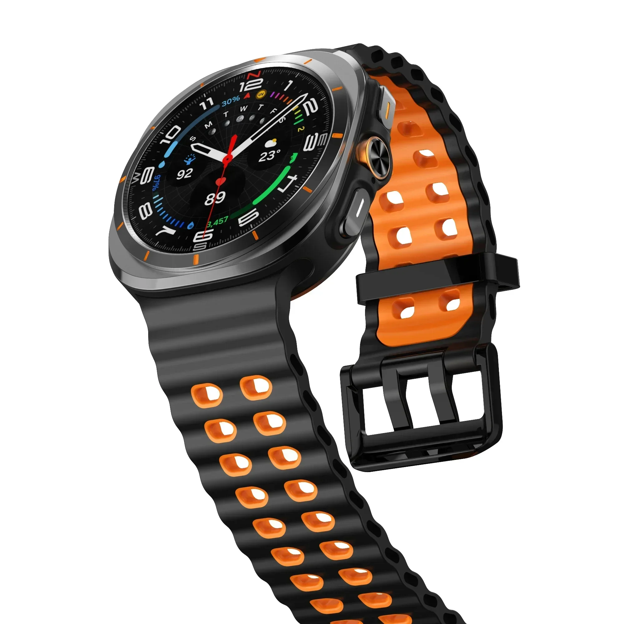 1:1 Original Marine Band für Samsung Galaxy Watch 7 Ultra 47 mm Zubehör Zweifarbiges Sport-Silikonarmband Galaxy Watch 7 Armband