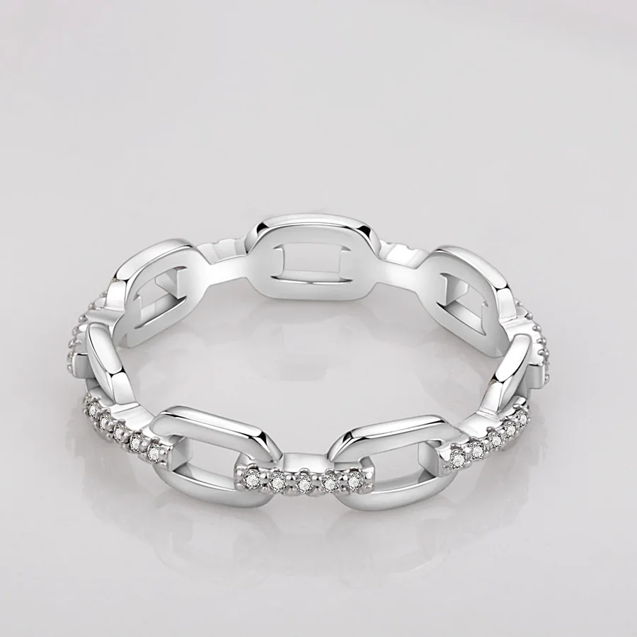 925 Sterling Silver Geometric Clear CZ Ring for Women Exquisite Stackable Finger Rings Wedding Party Statement Jewelry Gift
