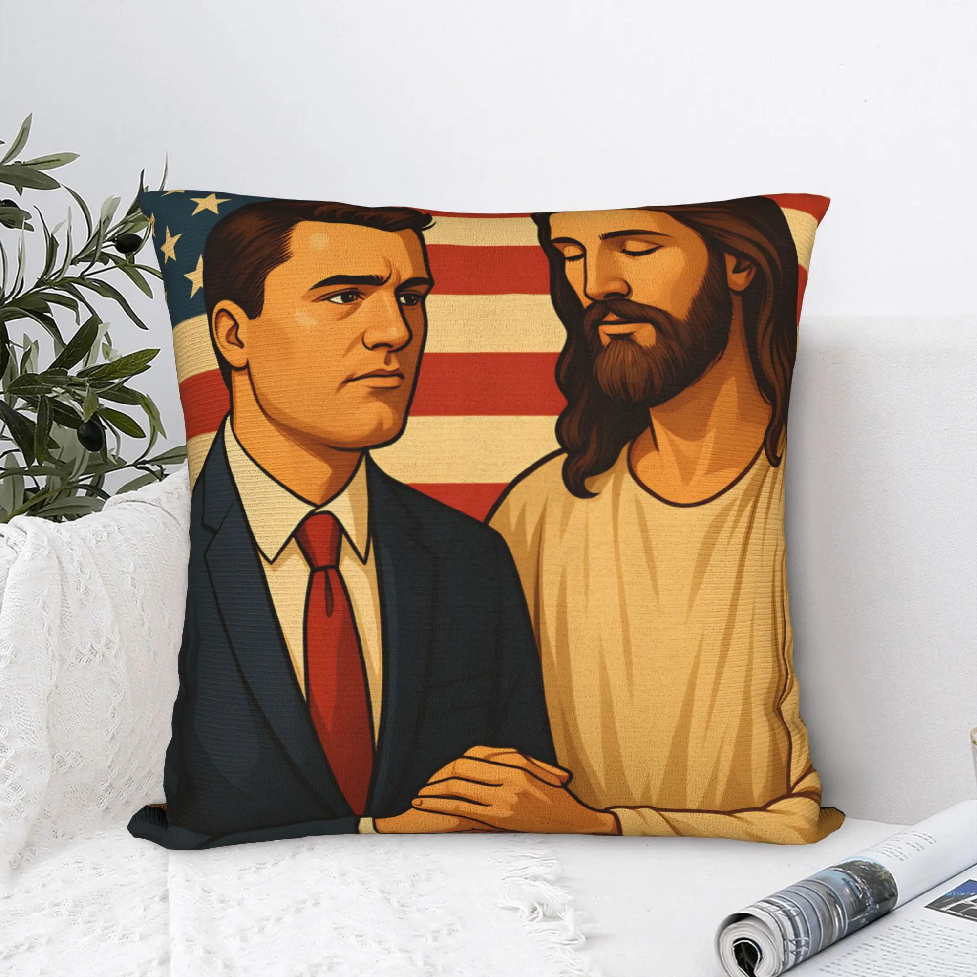 Pillow Case Charlie Kirk And God Graphic  Pillow Cover For Chair Sofa Home Decor Funny Pillowcases