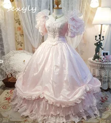 Cinderalle Pink Quinceanera Dress Civil War Debutante Elegant Vestidos De 15 Años Fairy Medieval Costume Elvish Prom Customized