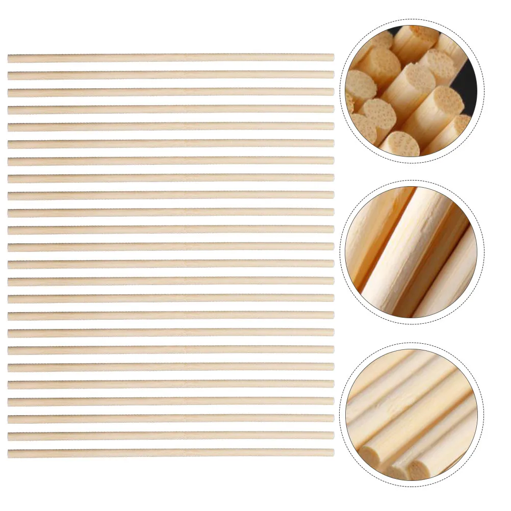 

200Pcs Materials Natural Wood Dowel Rods Unfinished Wooden Sticks DIY Art Supplies Educational Creative Projects