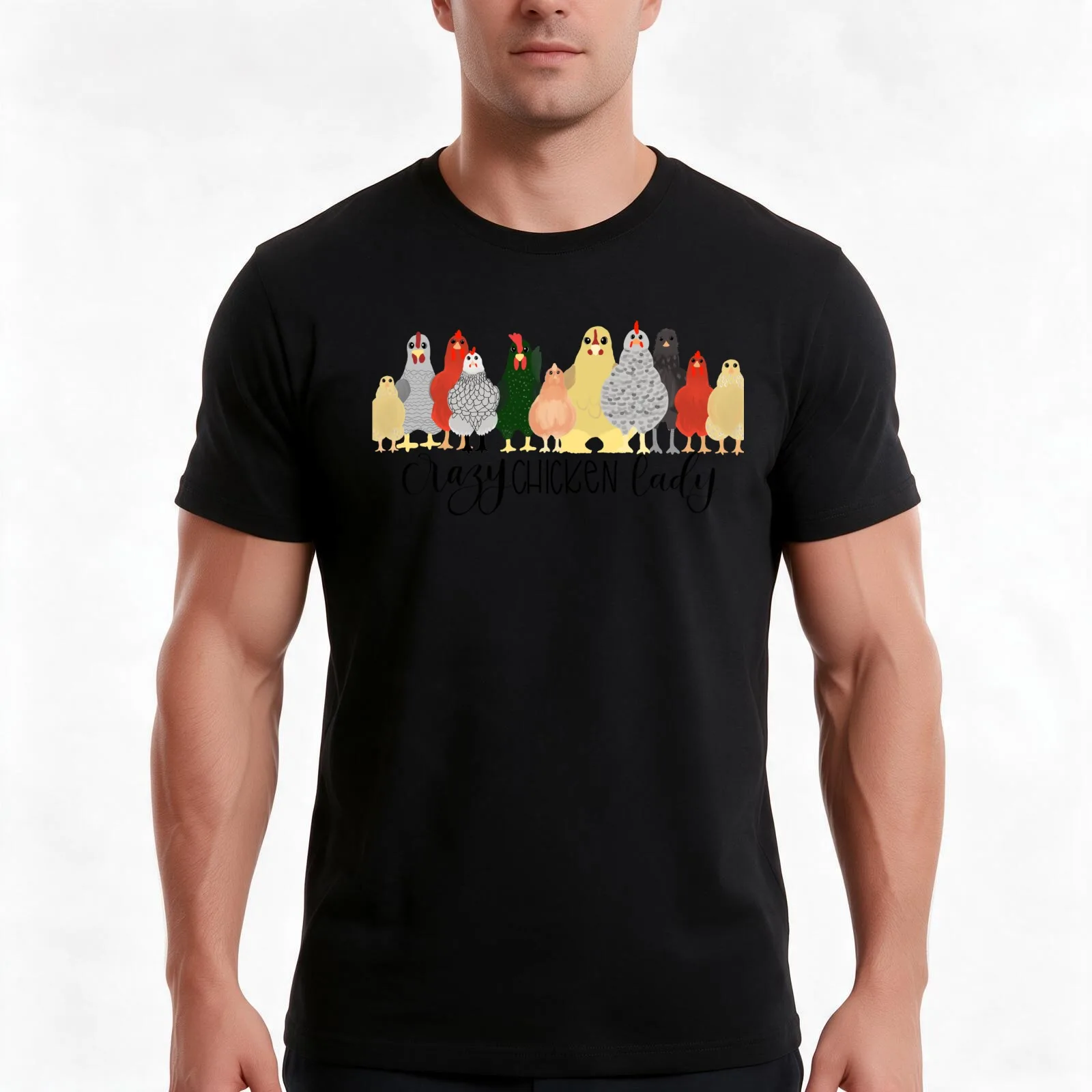 Chicken lady T-Shirt, Summer Casual Cotton Tee, Oversized Streetwear Tops, Vintage Graphic Print, Loose Fit Short Sleeve