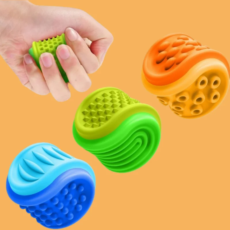 Fidget Toys – pierre sensorielle pour enfants, lot de 3, balle anti-Stress texturée Double face, tdah, pour adultes, essentiels relaxants au bureau