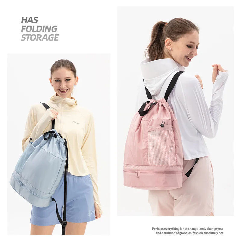 حقيبة سباحة ولياقة بدنية منفصلة جافة ورطبة للنساء، تخزين قابل للطي، سريعة الجفاف، مقاومة للماء، حقيبة ظهر للتدريب المحمولة #1