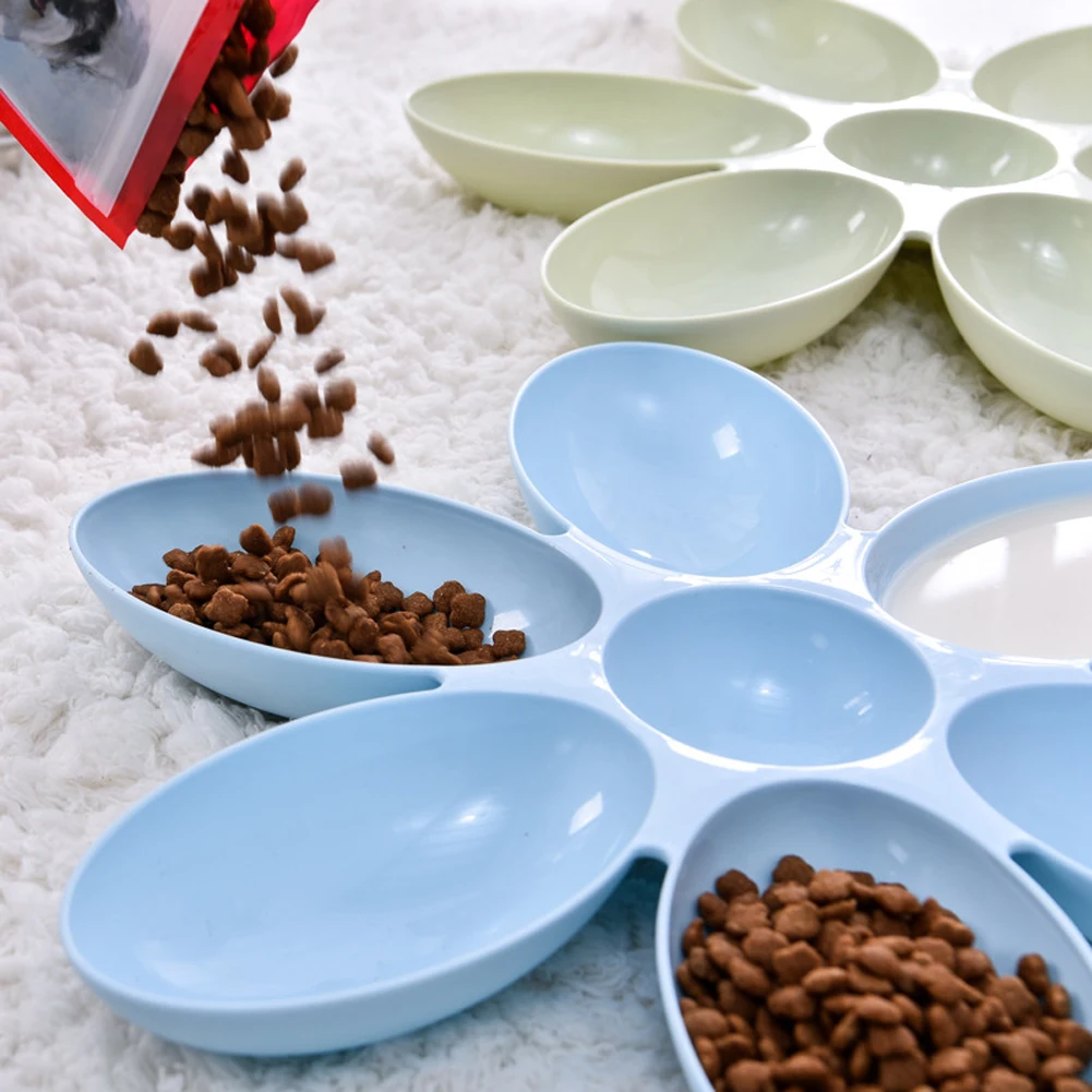 1 Pc Pet Dinner Plate 6-in-1 Pet Food Dog Bowl Anti-suffocation Flower-shaped Kitten Feeding Bowl Cat And Dog Automatic Feeder