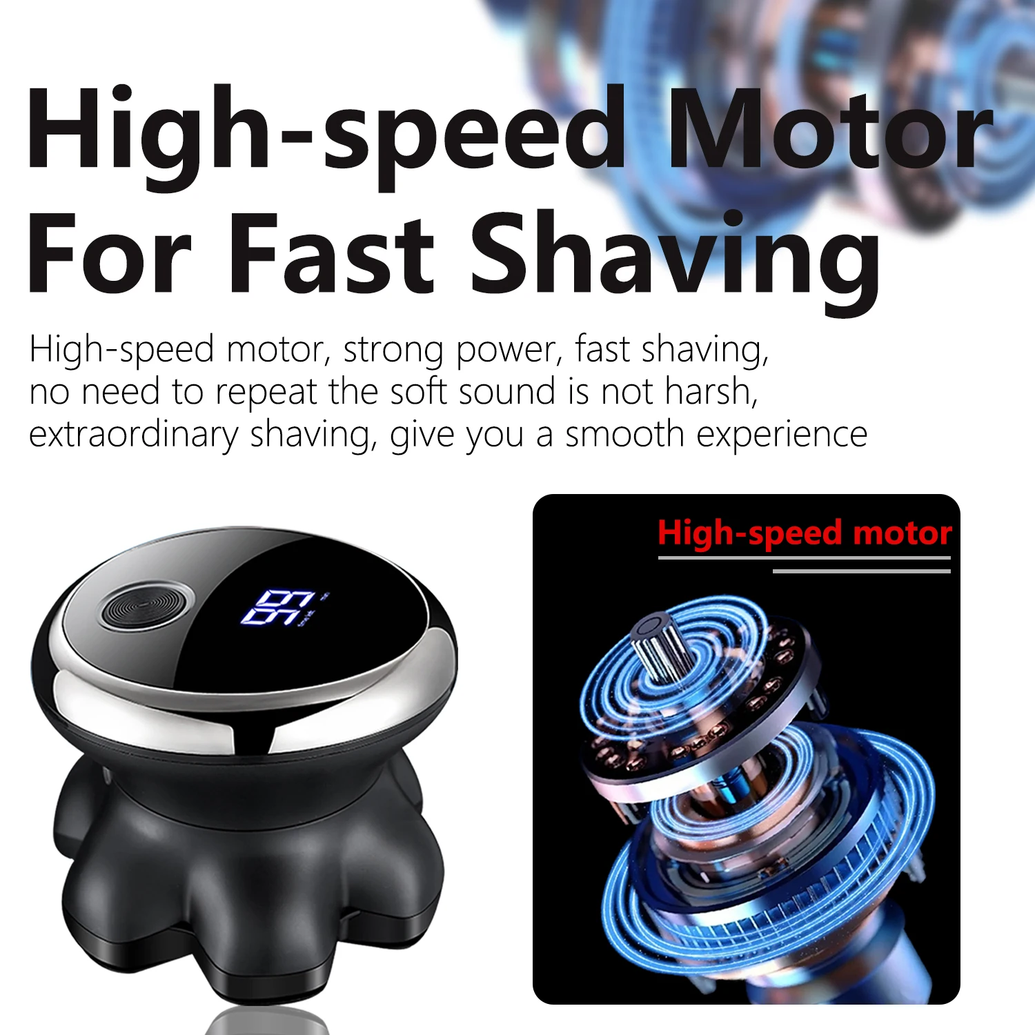 Head Shavers for Bald Men Razor 7D USB Rechargeable Cordless Hair Trimmer  Wet/Dry LED Display Rotary Shaver Hair Clipper