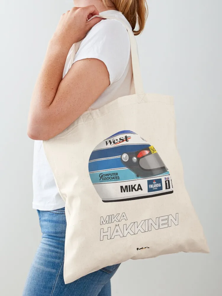 

Mika Hakkinen - F1 Helmet Tote Bag tote bags aesthetic shopping bag logo canvas shopping bag Women bags
