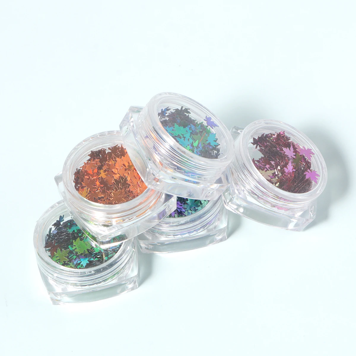 5 pçs maple leaf lantejoulas do prego colorido manicure decorações brilhando peças de brilho para diy arte artesanato portátil leve