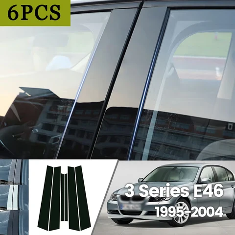 Для BMW 3 серии E46 1995-2004 1996 1997 1998 1999 Ярко-черная водонепроницаемая наклейка BC из углеродного волокна на окна и двери