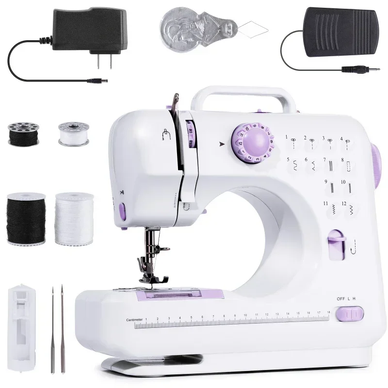 Portable Electric Sewing Machine Pro With 12 Stitches Patterns, Adjustable Speed, Overlock, Multifunctional Home Sewing