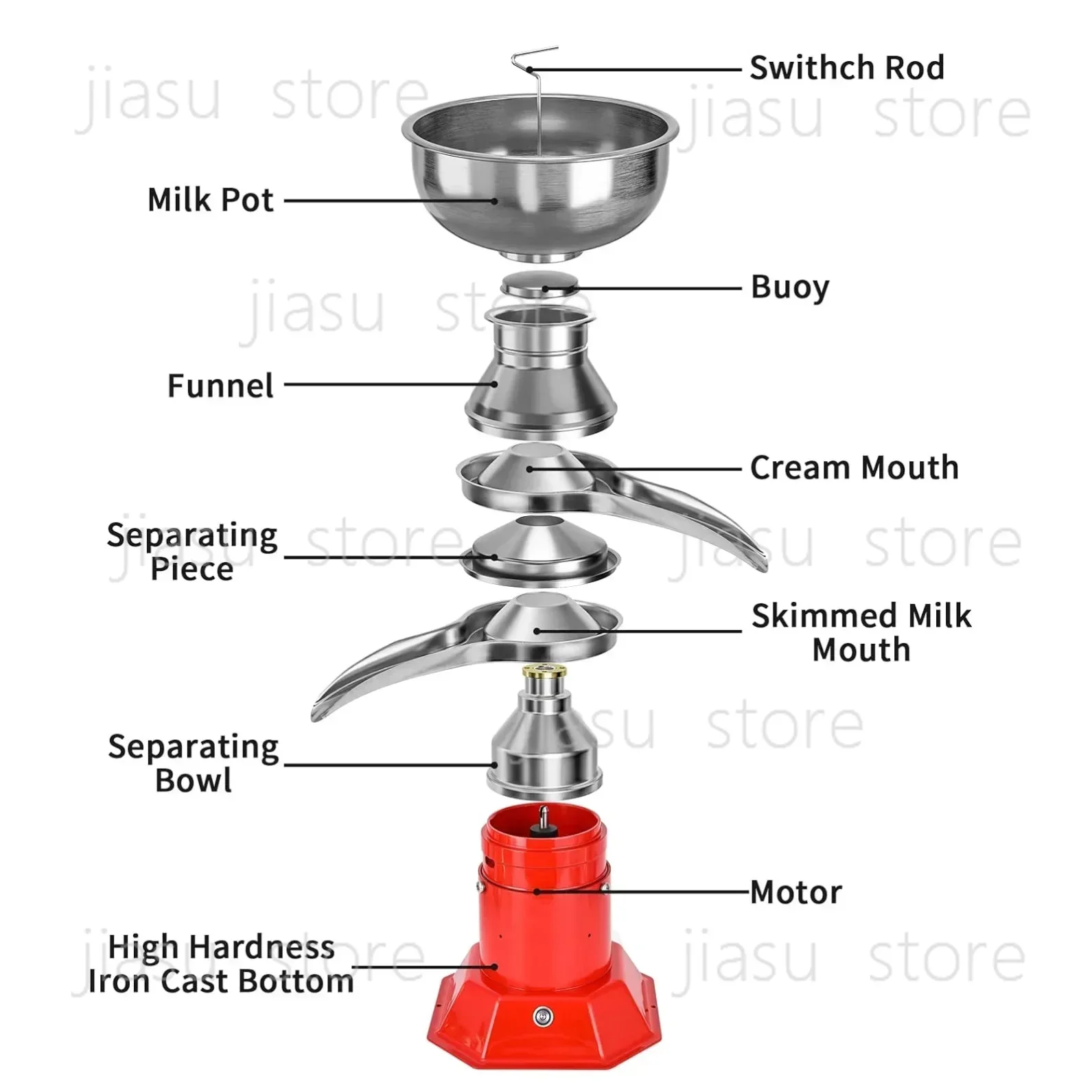 110v/220v Electric Milk Cream Centrifugal Separator Machine 50L/H Stainless Steel Milk Skimmer for Goats Cow Horse Cheese Butter