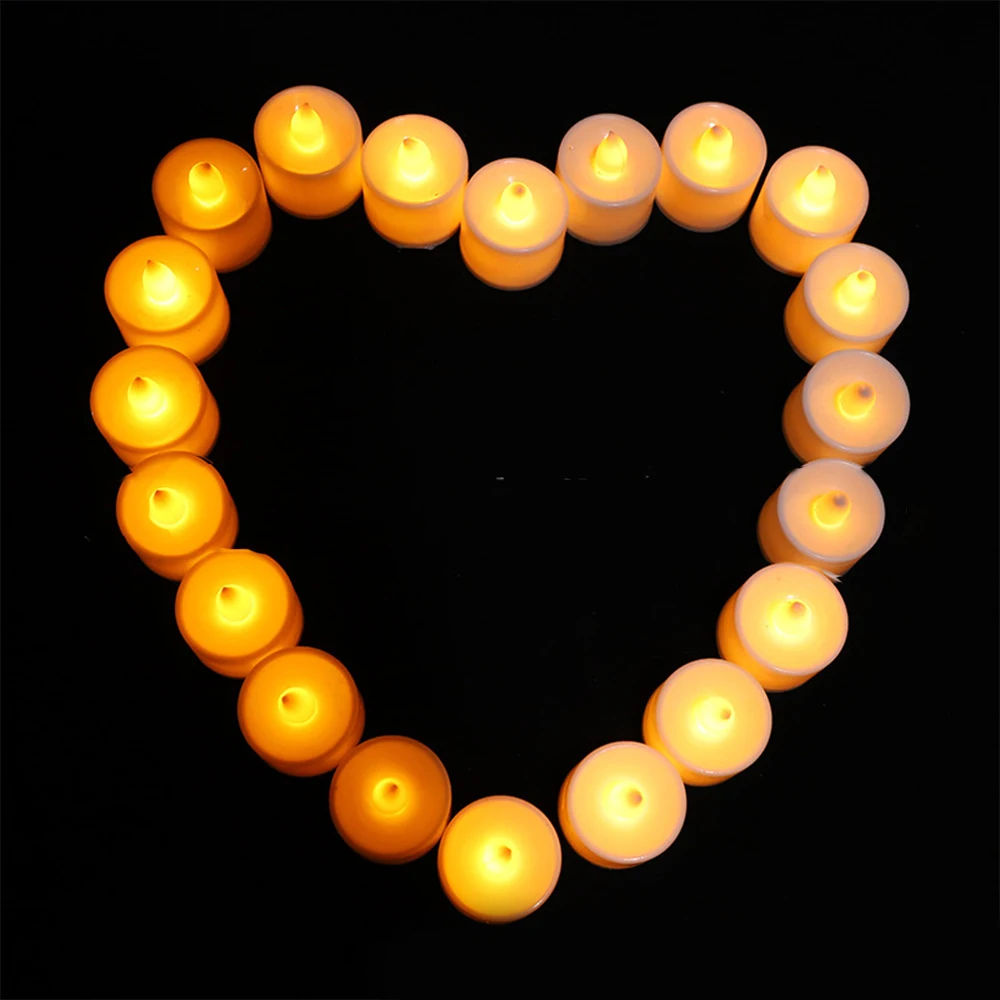 24Pcs/Set Flameless LED Candle Creative Wishing Tea Light Warm White Flameless Candle Halloween Christmas Party Candle Light