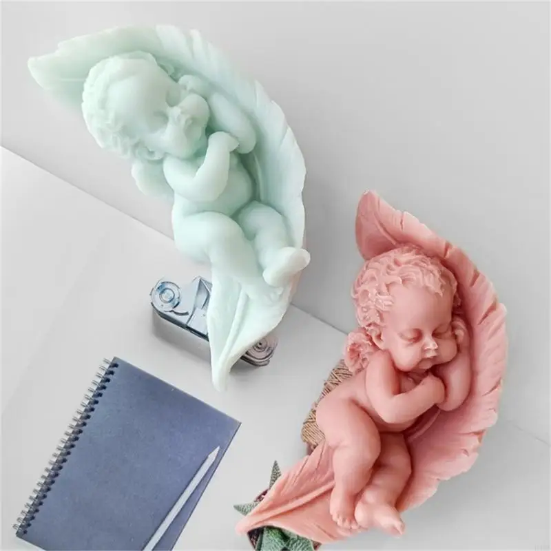 B46A Handmade Sleeping Angel Silicone Molds DIY 3D Sleeping Baby Moulds