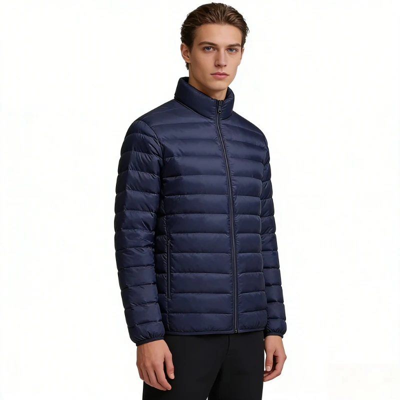 

Men's Lightweight Waterproof Foldable Cotton Jacket Winter Style Men's Fashionable Stand Up Collar Cold Business Casual Jacket