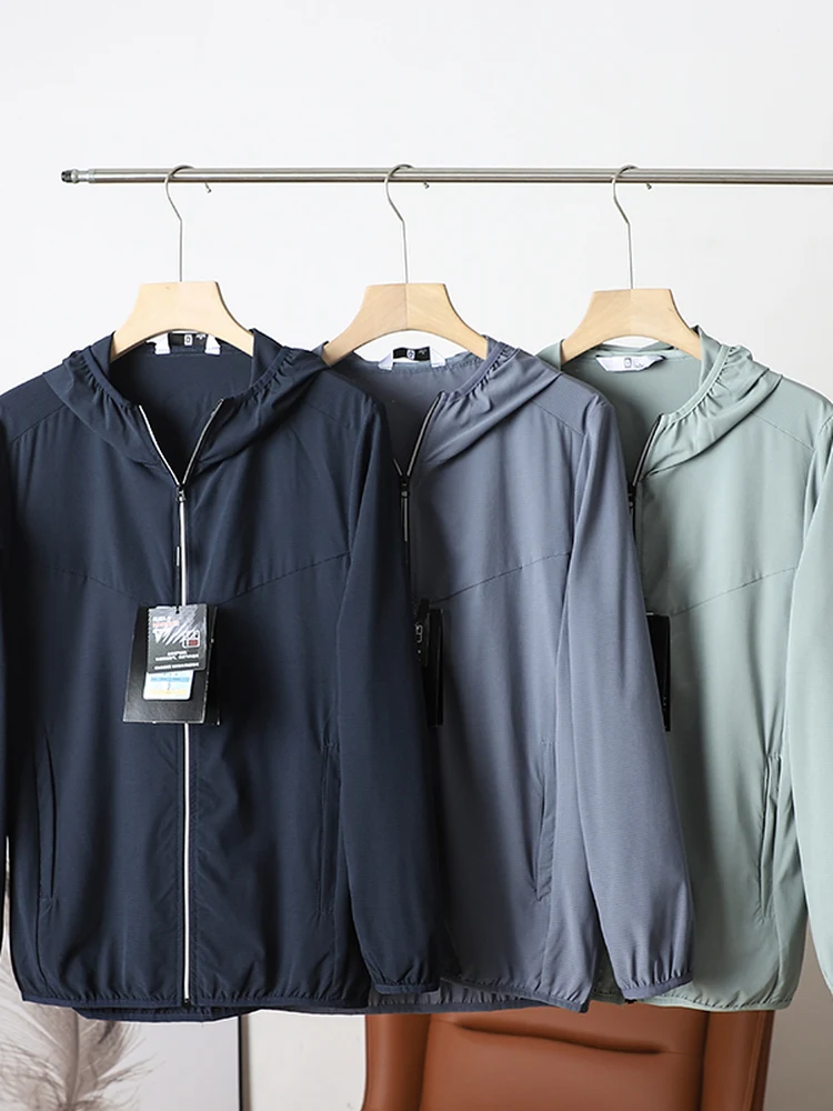 

Эластичная ледяная шелковая UPF50 + летняя уличная одежда с капюшоном Qui Dry, дышащая солнцезащитная одежда, мужская модная городская одежда...