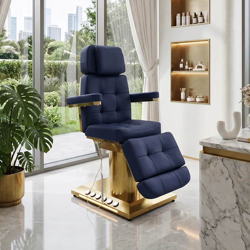 High Quality Luxury Professional Facial Headspa Adjustable Automatic Electric Lift Thermal Massage Table Bed With Hole
