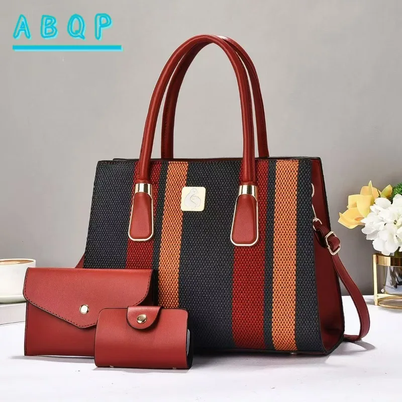 

Women's Handbag Luxury Brand Stitching Colorful Women's Shoulder Bag 3-piece Set Large Capacity Fashionable Casual Women's Bag