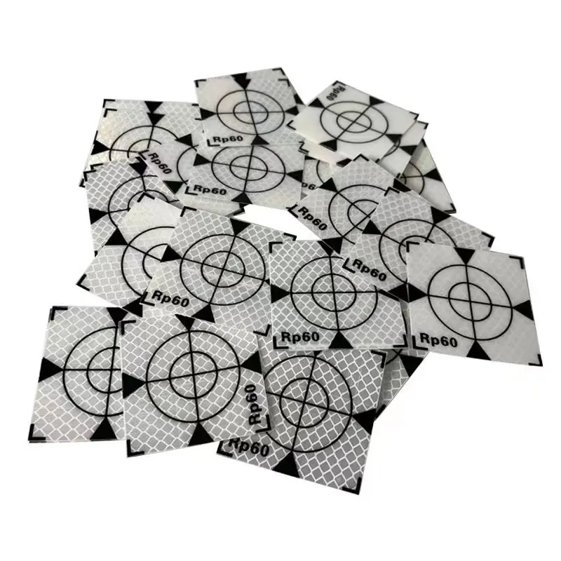 100pcs Size 60x60mm 20 30 40 50 mm Reflector Sheet For Total Station Survey Geography White Triangle Sheet Reflective Sticker