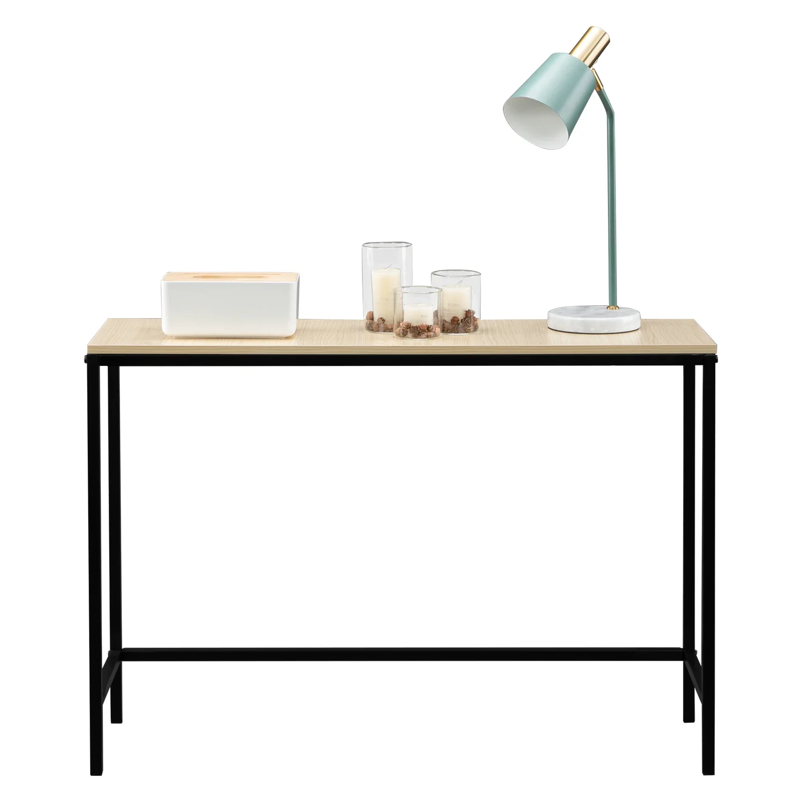 

Industrial Style Porch Table Single Layer Light Walnut Color Triamine Board