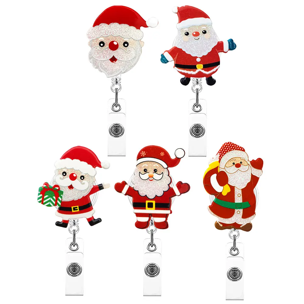 5 pezzi di porta badge retrattile per Babbo Natale porta badge per infermiera di Natale porta carte d'identità da lavoro accessorio per carte di Natale