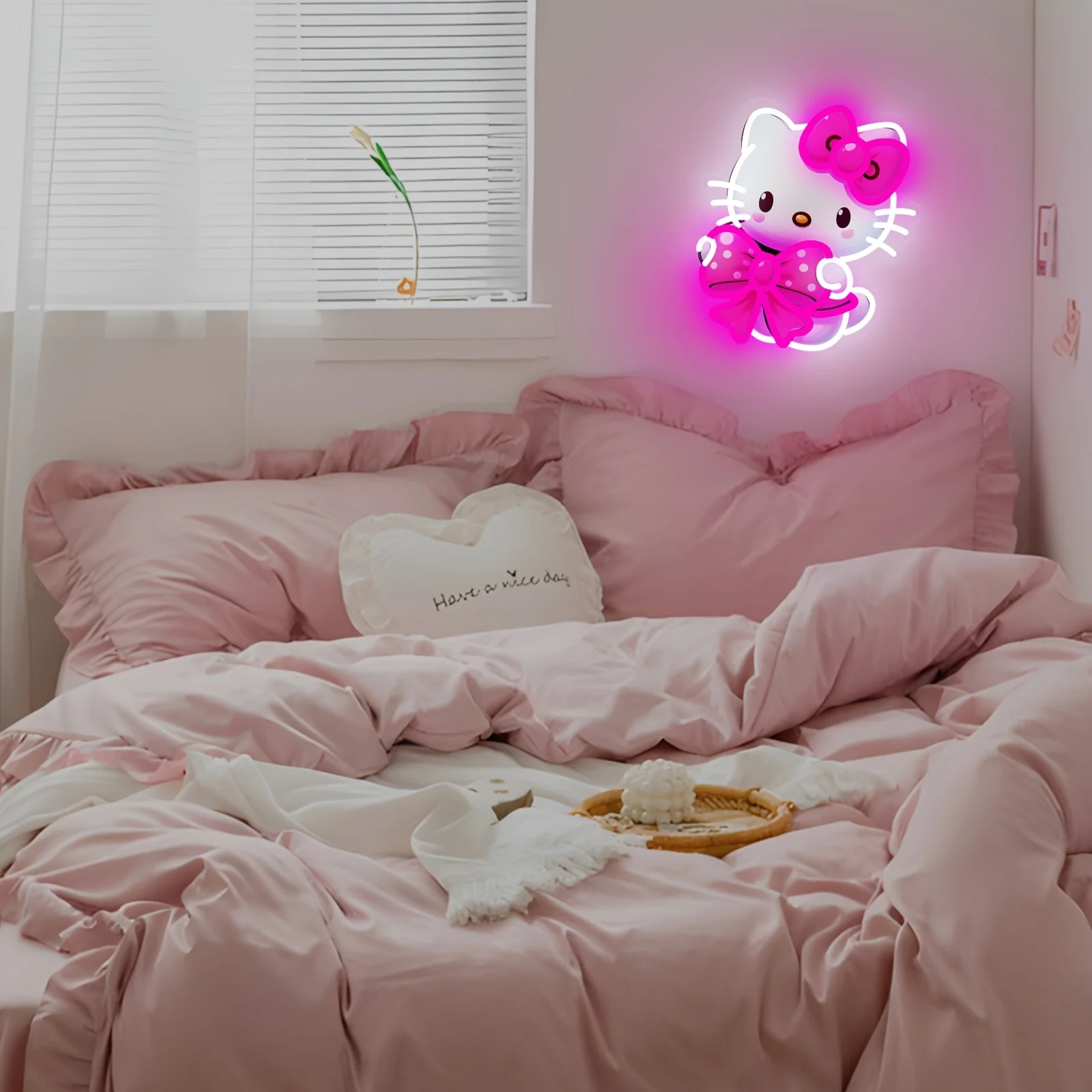 Hello Kitty LED Insegna al neon Luce notturna da parete Dimmerabile Alimentato tramite USB per camera da letto Sala giochi Party Club Decor Regali per amici Ragazze