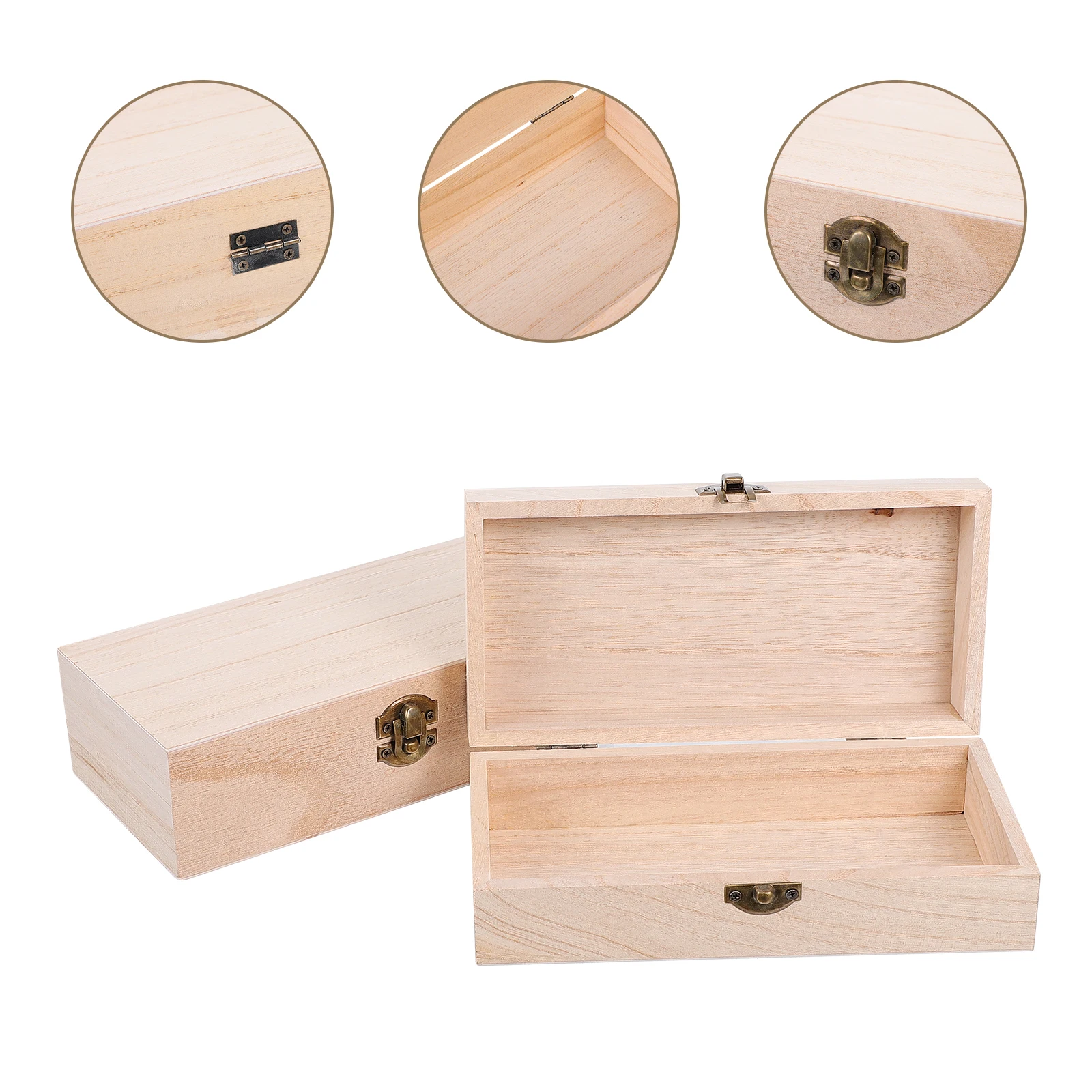 

2pcs Solid Wood Gift Boxes Retro Buckle Design Small Portable Storage Jewelry Box Wooden Craft Home Decorative Practical Storage