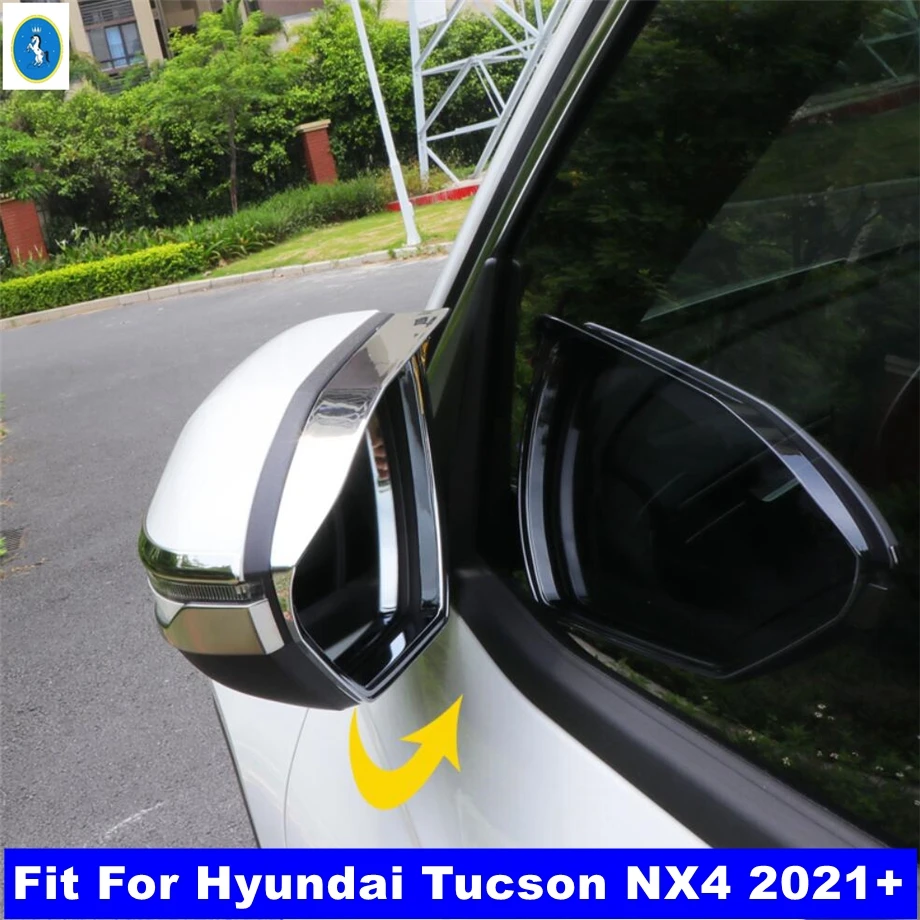 

Shiny / Carbon Fiber Auto Rearview Mirror Eyebrow Rainproof Rain Protecto Exterior Cover Trim For Hyundai Tucson NX4 2021 - 2025