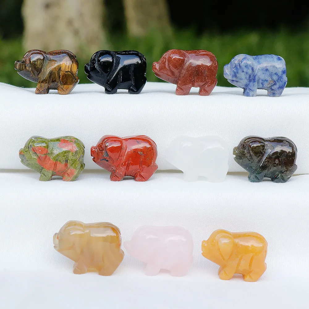 1 inch Natural Stone Carved Pig Shape Animal Mini Handcarved Gemstone Healing Crystals Figurine Statue Carving Office Home Decor - Image 3