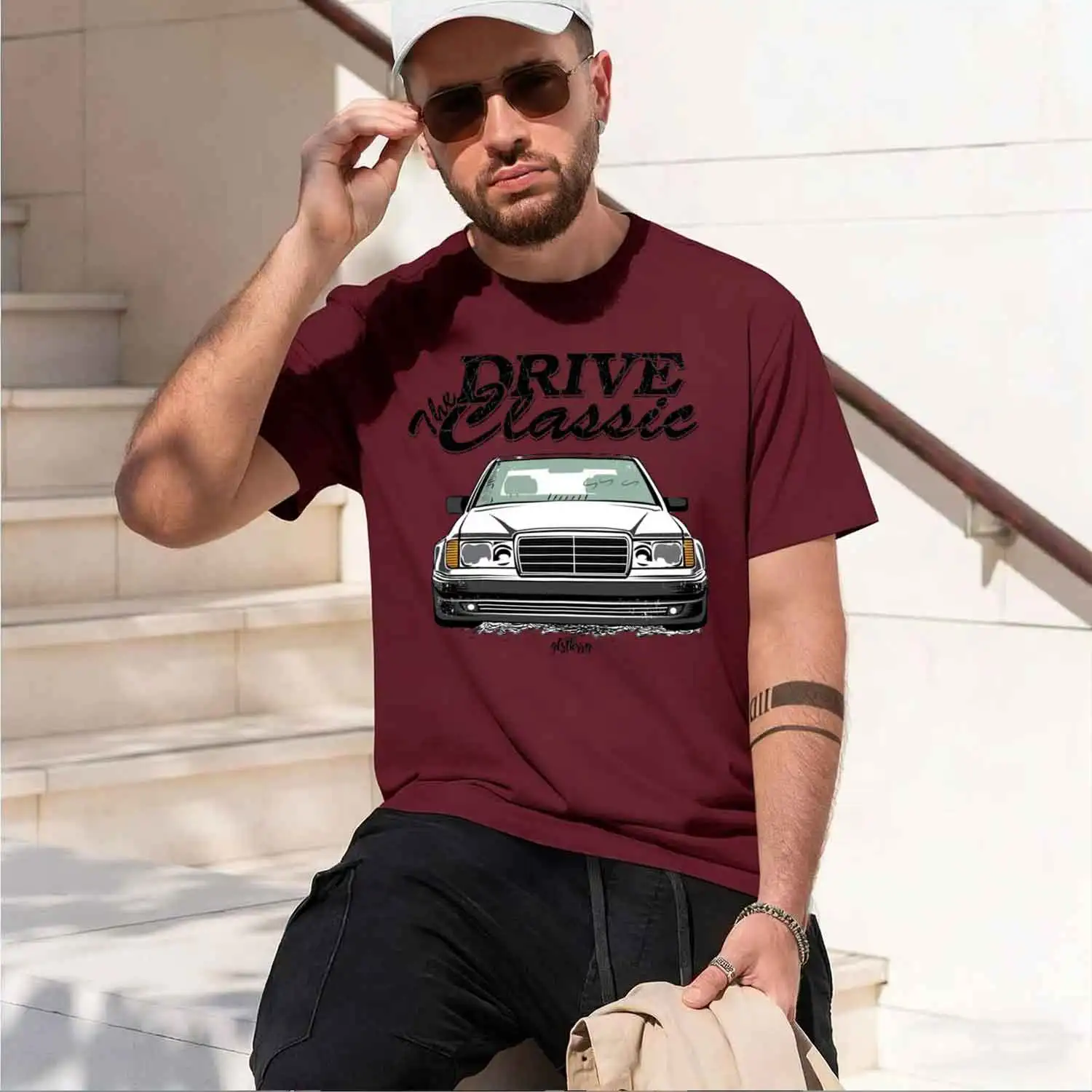 New Summer Fashion Men Short Sve W124 & Quot; y Style T-Shirt Sport Casual White Tops Vintage Car Hip HopTees 2026 New Model Men view 6
