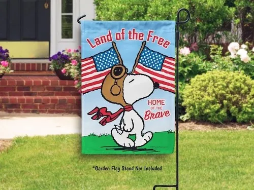 Rare Peanuts Snoopy Land of the Free Patriotic 4th of July Garden Flag Flag FL15 TTN