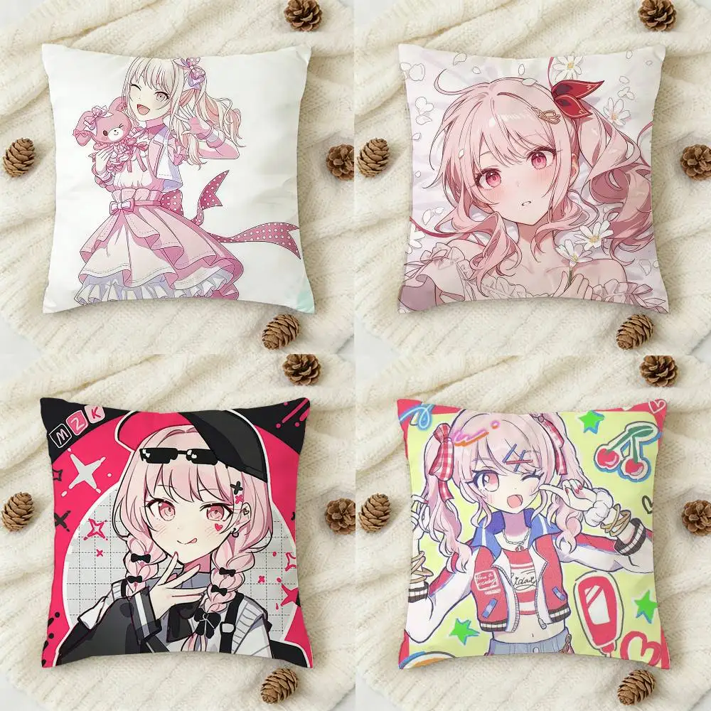 

1pc Anime Mizuki Akiyama Cartoon Style Double-sided Printed Square Decorative Cushion Cover for Sofa Living Room Home Decor