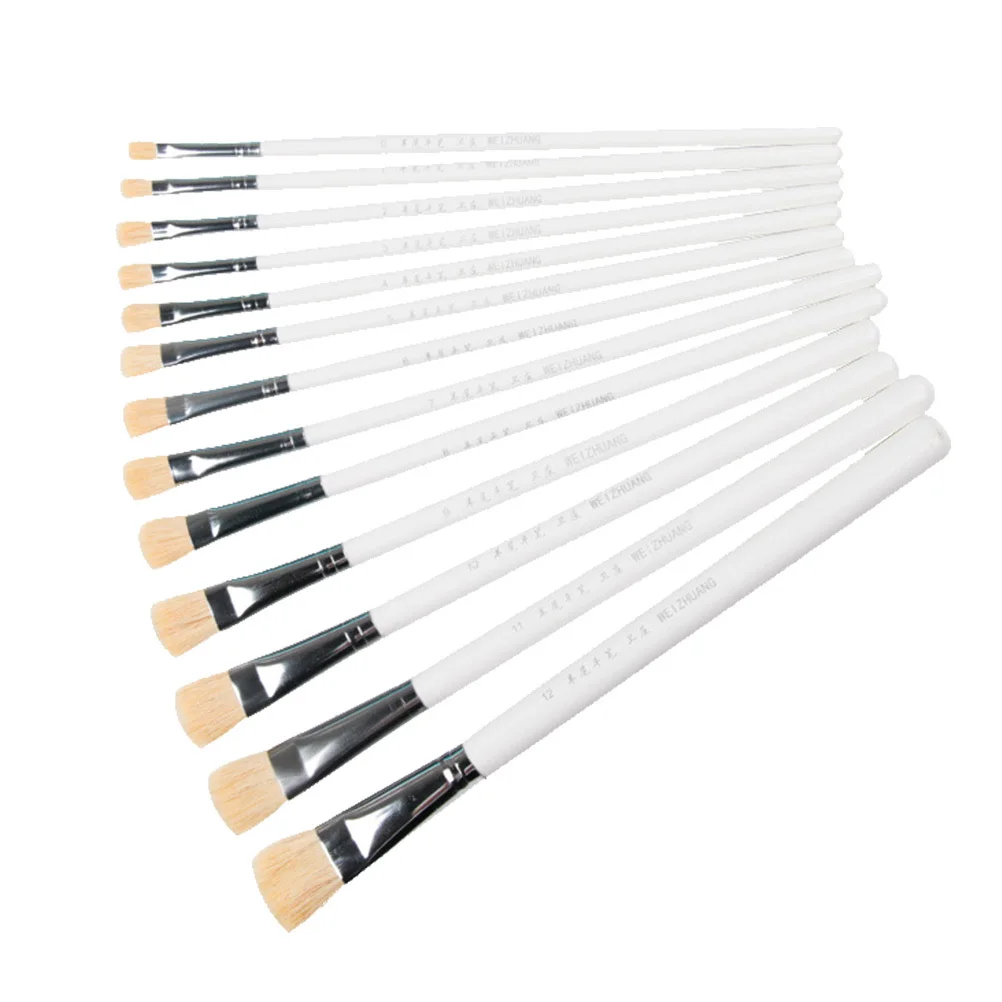 

12pcs Sheep Tail Paint Brushes Premium Wood Painting Tools For Acrylic Watercolor Oil Painting Art Drawing Pens Set