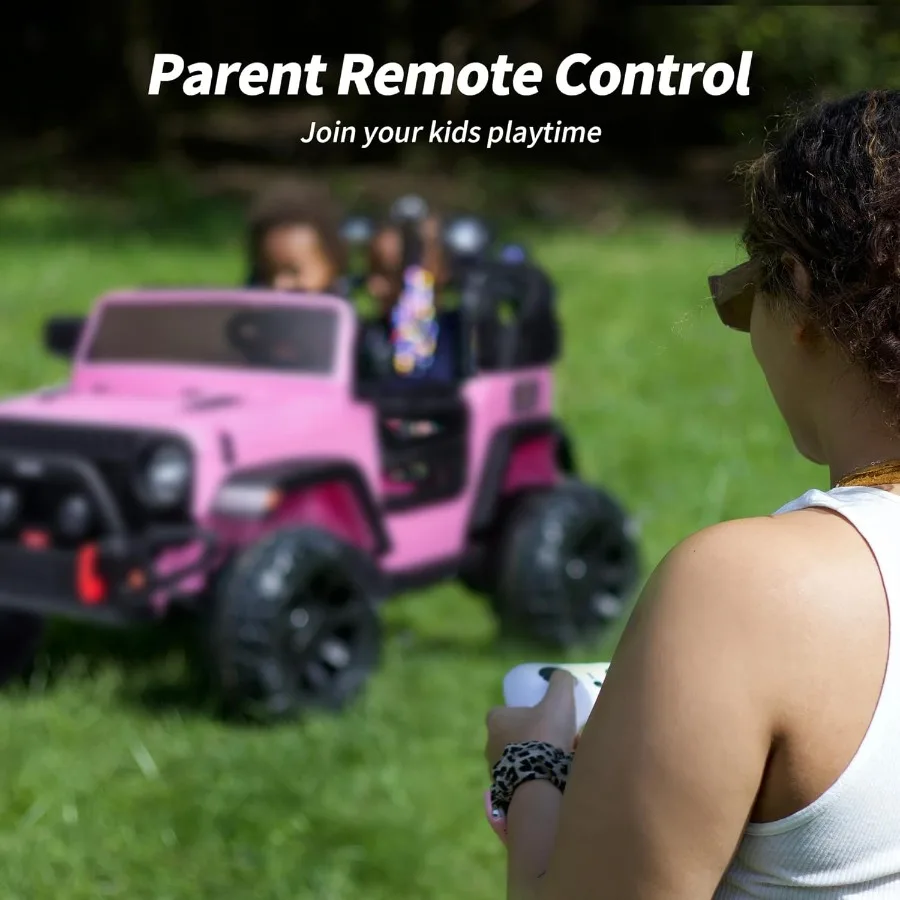 Passeio de 2 lugares no carro caminhão 12V passeio elétrico em brinquedo para grande idade 3-8 com controle remoto - rosa claro