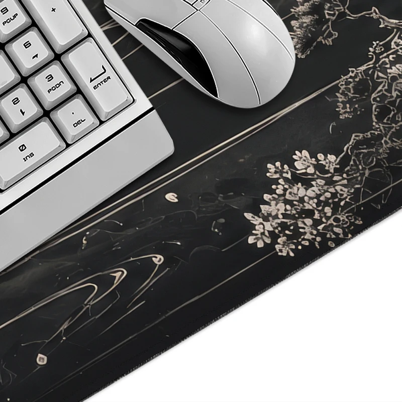Mouse Pad Gamer Black Gold Fuji Moon Night printon demand Home Large HD Mousepad XXL Non-Slip Soft Office Accessories Mouse Mats